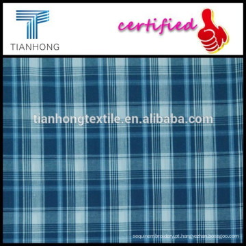 Fio de algodão de 100 personalizada de Nantong camisa tecido/azul cor seleção xadrez coleção tela tingida